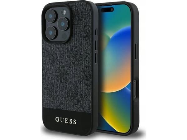 Guess case for iPhone 16 Pro 6,3&amp;amp;quot; GUHCP16LG4GLGR grey hardcase 4G Bottom Stripe