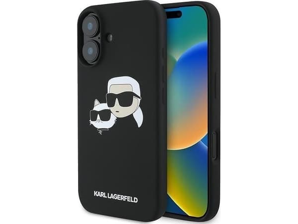 Karl Lagerfeld Liquid Silicone Double Heads MagSafe Apple iPhone 16 Plus Fodral Svart