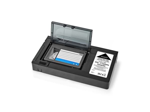 Nedis VCON110BK, Adapter for kompakt videokassett, Nedis, Svart, Akrylnitril-butadienstyren, Metall, VHS-C - VHS, AA