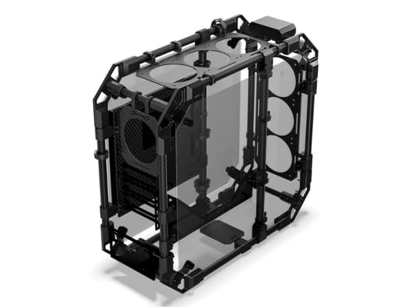 Alphacool Apex Skeleton, Full Tower, PC, Svart, Kol, ATX, EATX, ITX, micro ATX, Gjuten aluminium, Kol, Glas, Botten