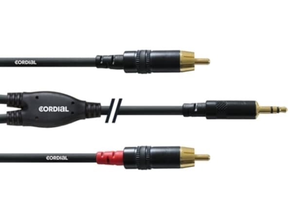 Cordial CFY 1.5 WCC, 2 x RCA, Hankjønn, 3.5mm, Hankjønn, 1,5 m, Sort