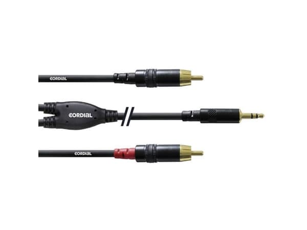 Cordial CFY 1.5 WCC, 2 x RCA, Hankjønn, 3.5mm, Hankjønn, 1,5 m, Sort