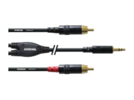 Cordial CFY 1.5 WCC, 2 x RCA, Hankjønn, 3.5mm, Hankjønn, 1,5 m, Sort