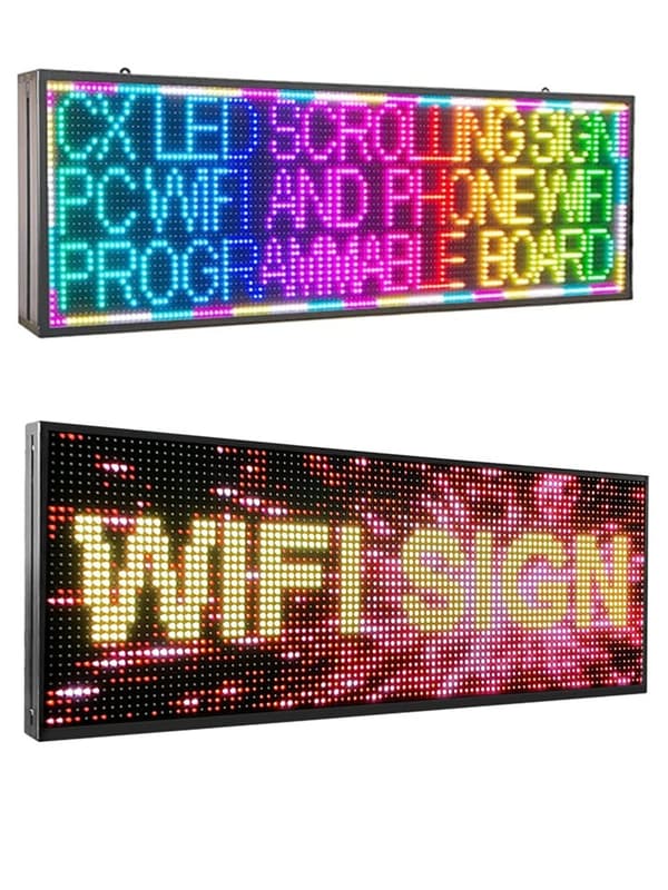Ohjelmoitava ulkokäyttöön tarkoitettu täysivärinen LED-kyltti, korkea kirkkaus, WiFi-ohjaus, 100x36cm