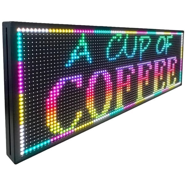 Ohjelmoitava ulkokäyttöön tarkoitettu täysivärinen LED-kyltti, korkea kirkkaus, WiFi-ohjaus, 100x36cm