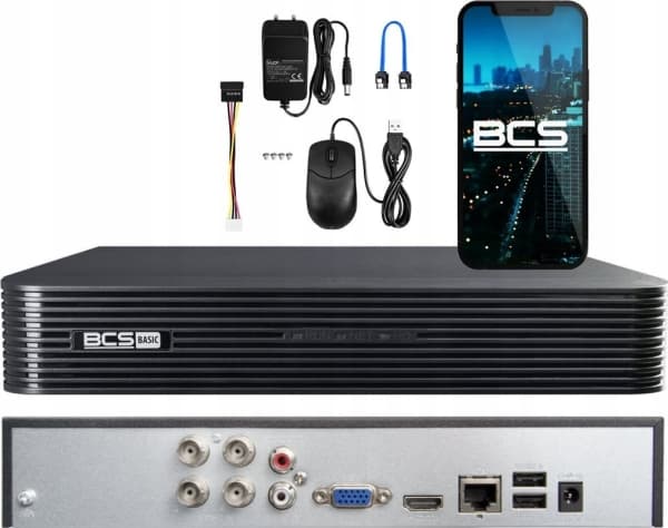 BCS-opptaker AHD, HD-CVI, HD-TVI, CVBS, TCP/IP BCS-B-XVR0401(2.0) 4 KANALER BCS BASIC