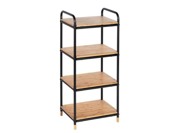 WENKO Regal Loft, Stigehylle, Frittstående, Bamboo, Metall, Bamboo, Sort, Universell, 20 kg