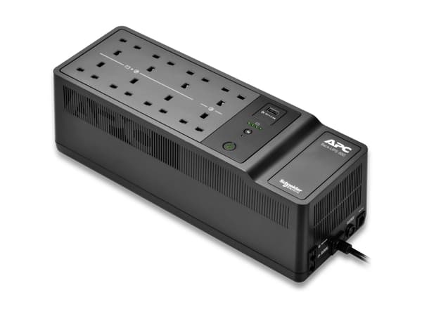 APC Back-UPS BE Series BE500G2 - UPS (vegg- / overflatemonterbar) - USB Type A - AC 230 V - 300 watt - 500 VA - 9 Ah - utgangskontakter: 8 - Storbrit Sort