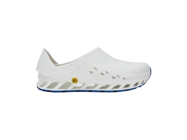 Scholl Evoflex - hvide unisex-træsko, størrelse 46