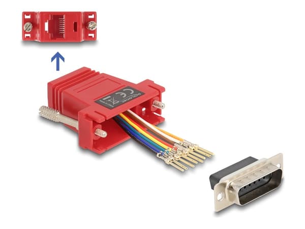 Delock D-Sub 15-nastainen uros RJ45 naaras asennussarja punainen