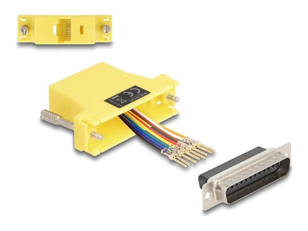Delock Assembly Kit - Seriell adapter - DB-25 (hane) skruvbar till RJ-45 (hona) - CAT 5/5e/6 - individuellt tilldelningsbar seriell gränssnitt - gul Gul