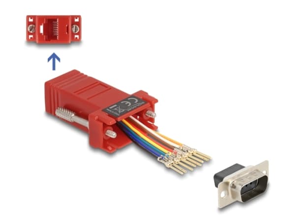 Delock - Seriell adapter - DB-9 (hann) skrubar til RJ-45 (hunn) - individually assignable serial interface - rød