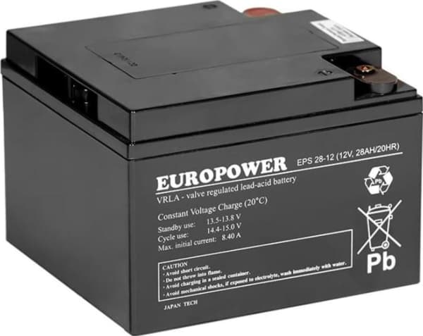 Europower EUROPOWER AGM batteri EPS-serien 12V 28Ah (levetid 8-12 år)