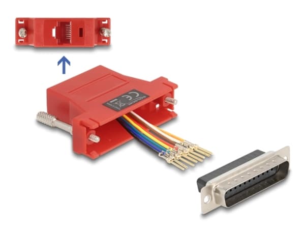 Delock - Nätverkskort - DB-25 (hane) skruvbar till RJ-45 (hona) - röd