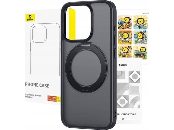 Baseus SkyRing Magnetic case with stand for iP 14 Pro Max + tempered glass and cleaning kit (black)