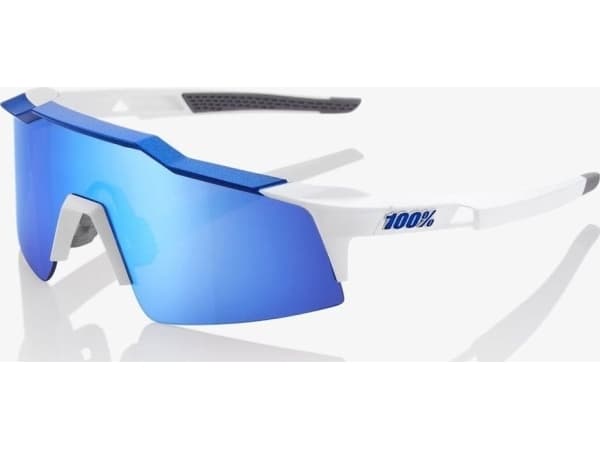 100 % briller 100 % SPEEDCRAFT SL Matt hvit/metallisk blå - HiPER blå flerlags speillinse (blå flerlags speillinse, lystransmittans 15 % + transparen