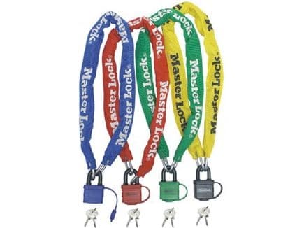 MASTER LOCK 8390EURDPROCOL, Kjedelås, Blå, Grønn, Rød, Gult, Stål, Vinyl, Stål, Nylon, Vinyl, Stål
