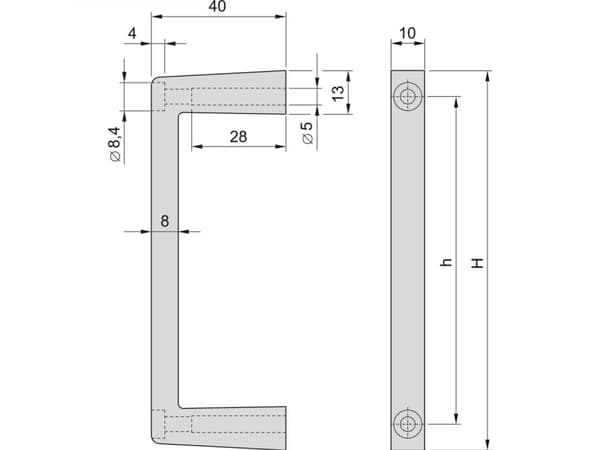 TRITON SCHROFF MultipacPRO Håndtak foran, i ett stykke, bredde 10 mm, 2 HU