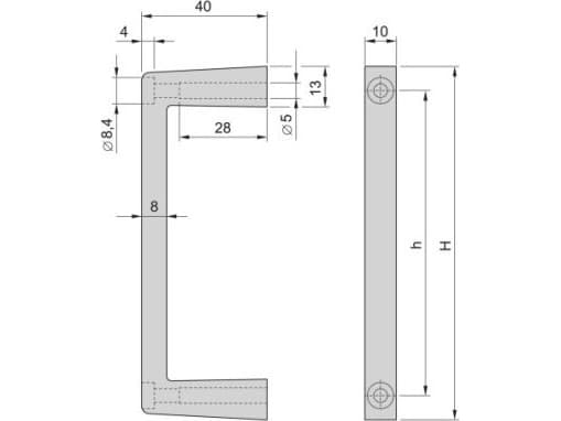 TRITON SCHROFF MultipacPRO Håndtak foran, i ett stykke, bredde 10 mm, 2 HU