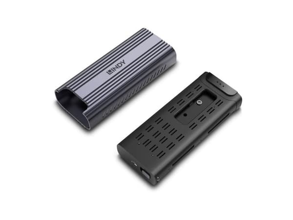Lindy 43394, SSD-kabinett, M.2, PCI Express, 40 Gbit/s, USB-tilkobling, Grå