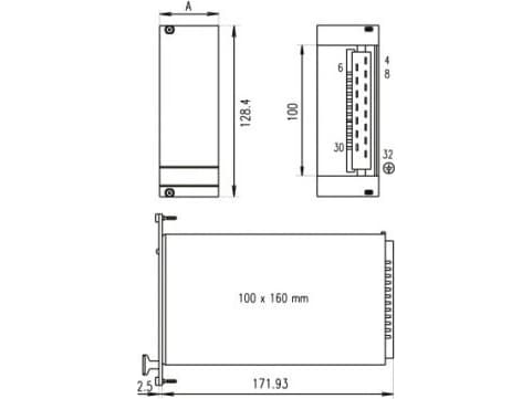 TRITON SCHROFF PSU-serverskåp Frontpanel för PSM, dubbel, 3 HE, 10 HE, skärmad, 2,5 mm, Al, anodiserad framsida, ledande baksida
