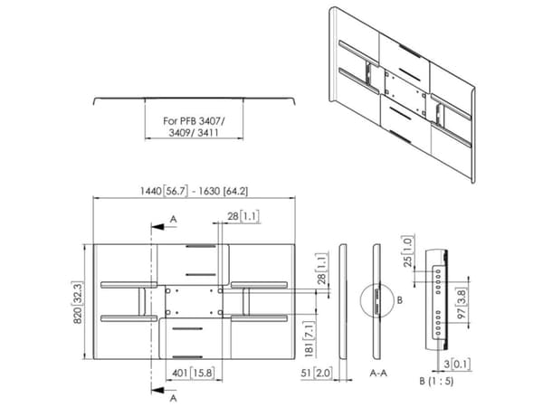 Vogel's Connect-It PFA 9159 - Monteringssett (baksidedeksel) - for LCD-skjerm - svart - skjermstørrelse: 65"-70" - bak flatpanel