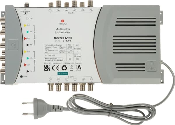 Triax TMS/CKR 9x12 S, 5 innganger, 12 utganger, 5 - 862 MHz, 950 - 2200 MHz, 10 dB, 10 dB
