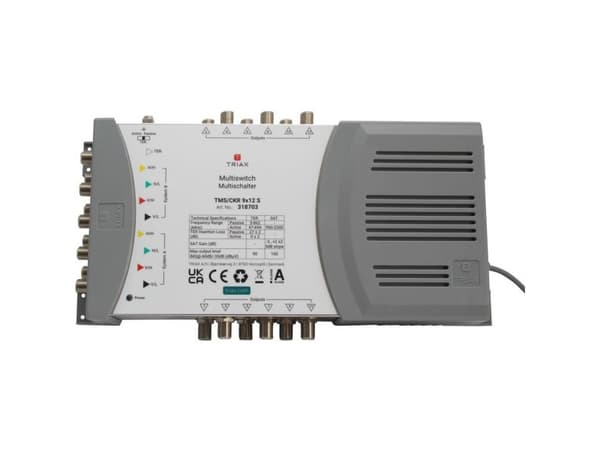 Triax TMS/CKR 9x12 S, 5 innganger, 12 utganger, 5 - 862 MHz, 950 - 2200 MHz, 10 dB, 10 dB