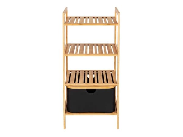 WENKO 50779100, Rackhylle, Frittstående, Bamboo, Polyester, Bamboo, Sort, Baderom, Soverom, Korridor, Veranda, Terrasse, Toalett, Garderobe, 3 hyller