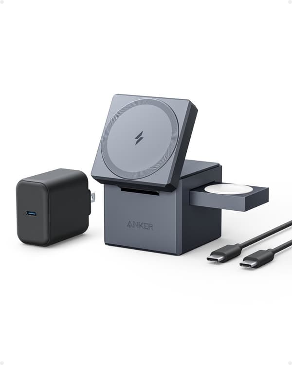 Anker - 3-in-1 Cube with MagSafe, Gray Svart