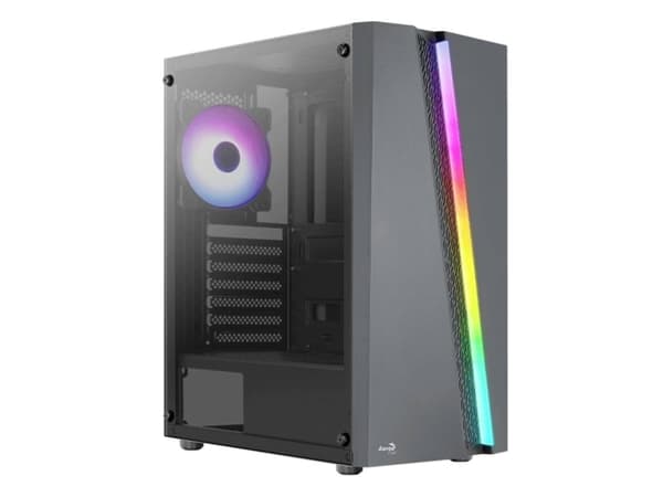 AeroCool Blade-G-BK-v1 - Mid tower - ATX - genomskinlig sidopanel (härdat glas) - ingen strömförsörjning (ATX) - svart - USB/ljud