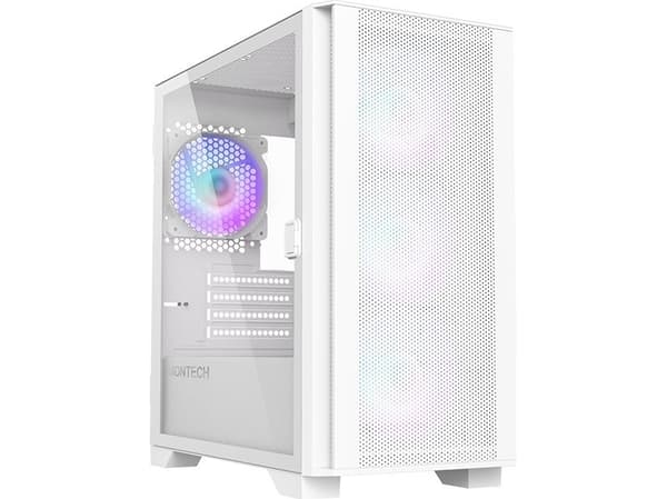 Montech AIR 100 ARGB - Tower - micro ATX - genomskinlig sidopanel (härdat glas) - ingen strömförsörjning (ATX) - helvit - USB/ljud