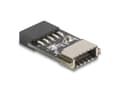 Miniatyrbild 3 av 4: Delock - Intern USB-adapter - 9-stifts USB 2.0-kontakt (hona) till 20 pin USB Typ E (hona) Nyckel A - 2,54 mm stigning
