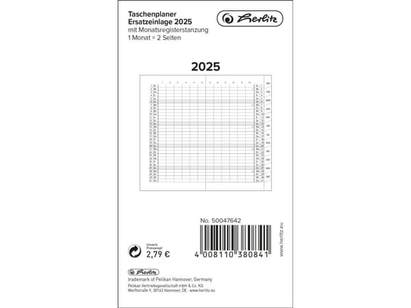 Herlitz 50047642, Lomme, 32 sider, Sort, Hvit, Papir, Tysk, 12 måned(er)