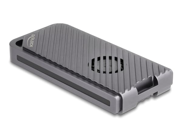 Delock - Drevkabinett - 40 Gbps, gaming style, with LED and fan, tool free - M.2 - M.2 NVMe Card - USB4, Thunderbolt 4, Thunderbolt 3 - sølv
