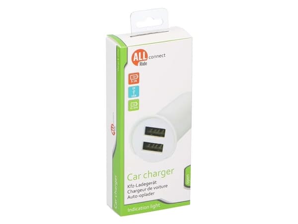 Allride 2 USB udtag til cigarettænder 3,1a, 12-24v