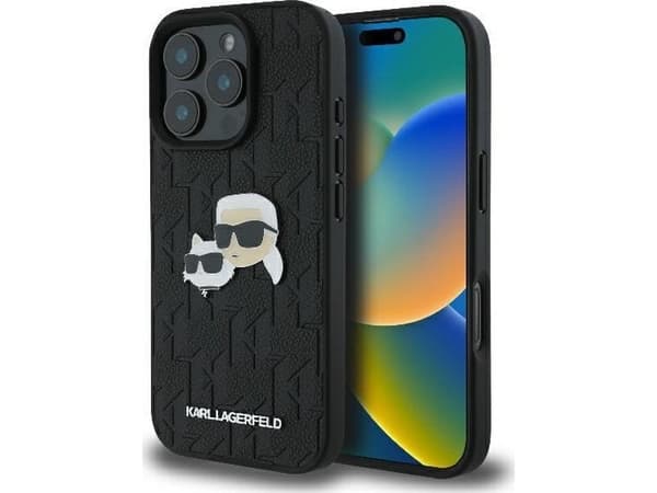 Apple iPhone 16 Pro Max Karl Lagerfeld Monogram Karl&amp;Choupette Huvudnål (KLHCP16XPGKLKCPK) svart