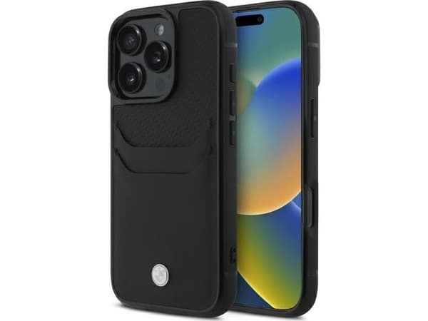 BMW BMHCP16X22RSEPK iPhone 16 Pro Max 6.9" black hardcase Sign Leather Cardslot