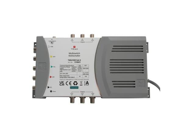 Triax 318601, 5 innganger, 6 utganger, 950 - 2200 MHz, 47 - 694 MHz, 180 - 264 V, -20 - 55 °C