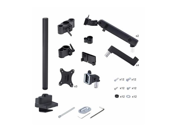 StarTech.com Triple Monitor Desk Mount For Up To Three 27in Screens, VESA 75x75/100x100, Tool-Less Arm Adjustments, C-Clamp/Grommet Mount, Spring-Ass