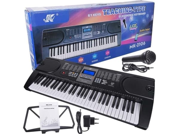 MK 2106 näppäimistö piano 61 näppäintä ja mikrofoni