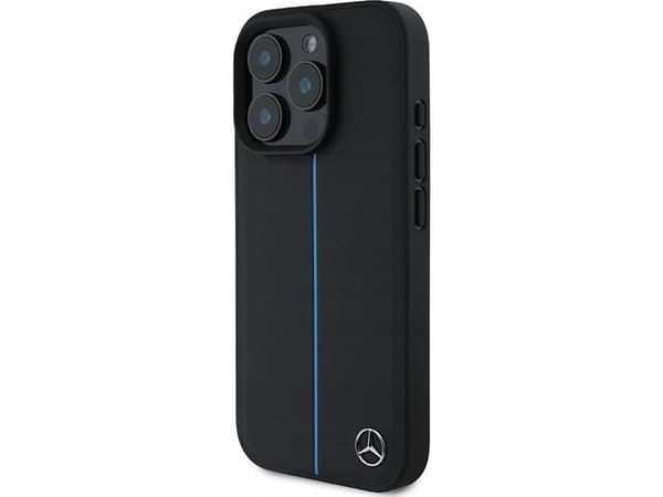 Mercedes MB Puhelinkotelo Blue Line Nahka MagSafe Apple iPhone 16 Pro Max - Puhelinkotelo Musta