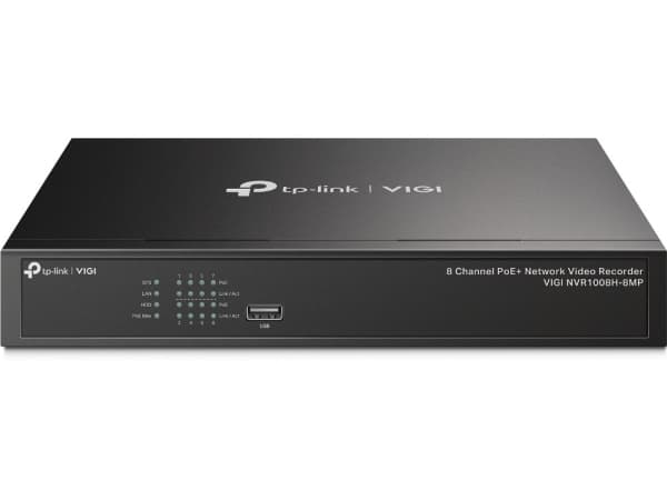 TP-Link VIGI NVR1008H-8MP, 8 kanavaa, 3840 x 2160 pikseliä, 720p, 1080p, 2160p, 3840x2160,1920x1080, 1680x1050, 1440x900, 1280x1024, 1024x768, 1280x7