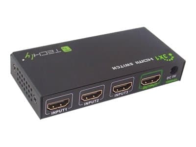 TECHly HDMI 3 IN 1 OUT with Remote Control, 4Kx2K, 3D - Video/audio switch - 3 x HDMI - stasjonær