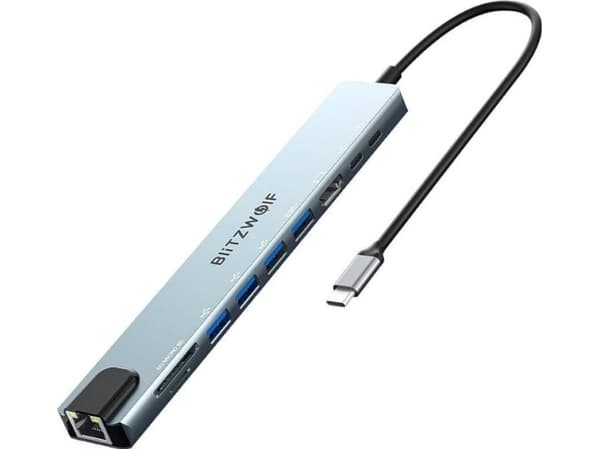 Blitzwolf dockningsstation/replikator Blitzwolf BW-TH5 10in1 USB-C (silver)