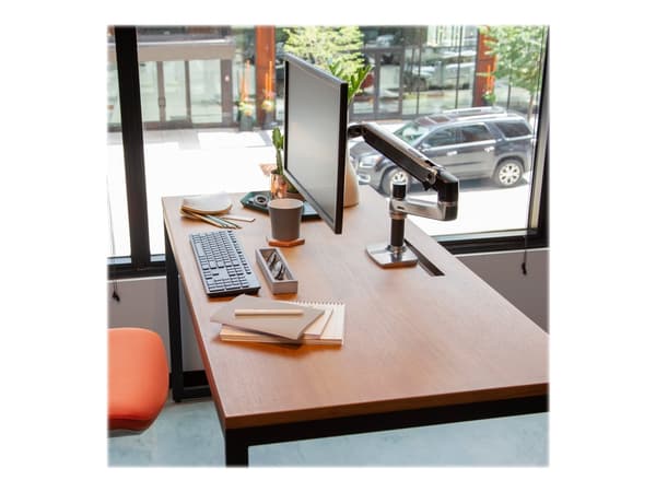 Ergotron LX - Monteringssett (leddarm, skrivebordsklemmemontering, utvidelsesadapter, maljemonteringsfot, 7"-stang) - for LCD-skjerm - polert alumini Sort