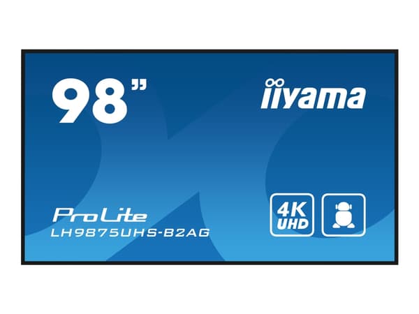 iiyama ProLite LH9875UHS-B2AG - 98" Diagonalklasse (97.5" synlig) LED-bakgrunnsbelyst LCD-skjerm - intelligent skilting - med innebygd mediespiller / Sort