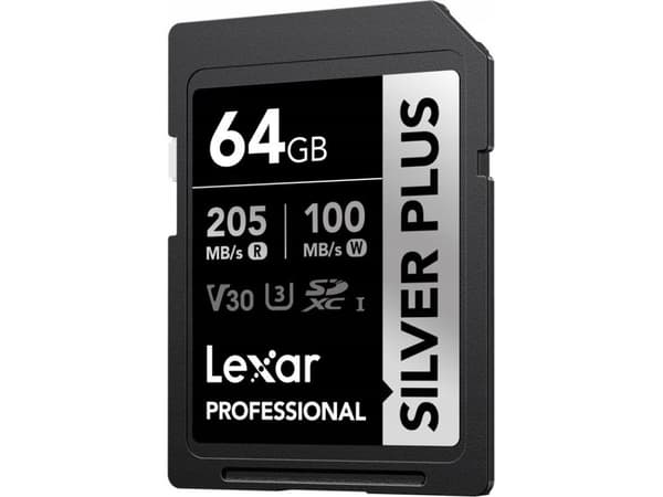 Karta Lexar Lexar SDXC Professional SILVER Plus UHS-I/U3/A2/4K R205/W100 (V30) 64GB