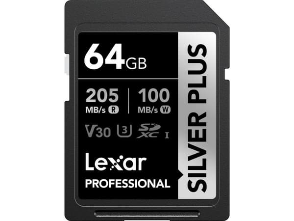 Karta Lexar Lexar SDXC Professional SILVER Plus UHS-I/U3/A2/4K R205/W100 (V30) 64GB