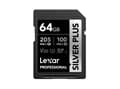 Miniatyrbild 1 av 4: Karta Lexar Lexar SDXC Professional SILVER Plus UHS-I/U3/A2/4K R205/W100 (V30) 64GB